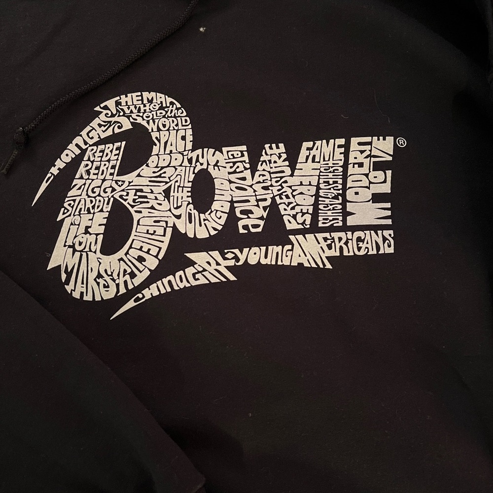 NWT LA Pop Art Bowie XL Black Hoodie!